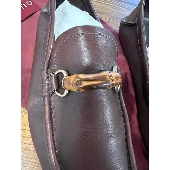 Gucci Leather Bamboo Horsebit Loafers Size 10.5 - Picture 2 of 11